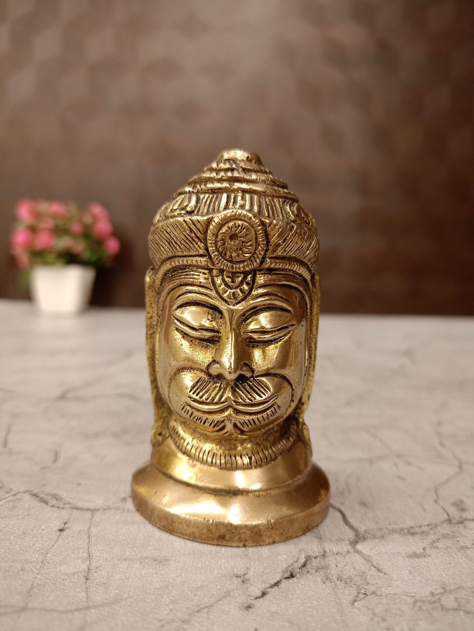 oplus_32 Lord Hanuman Murti Face Brass Sculpture 3.5" - Image 1