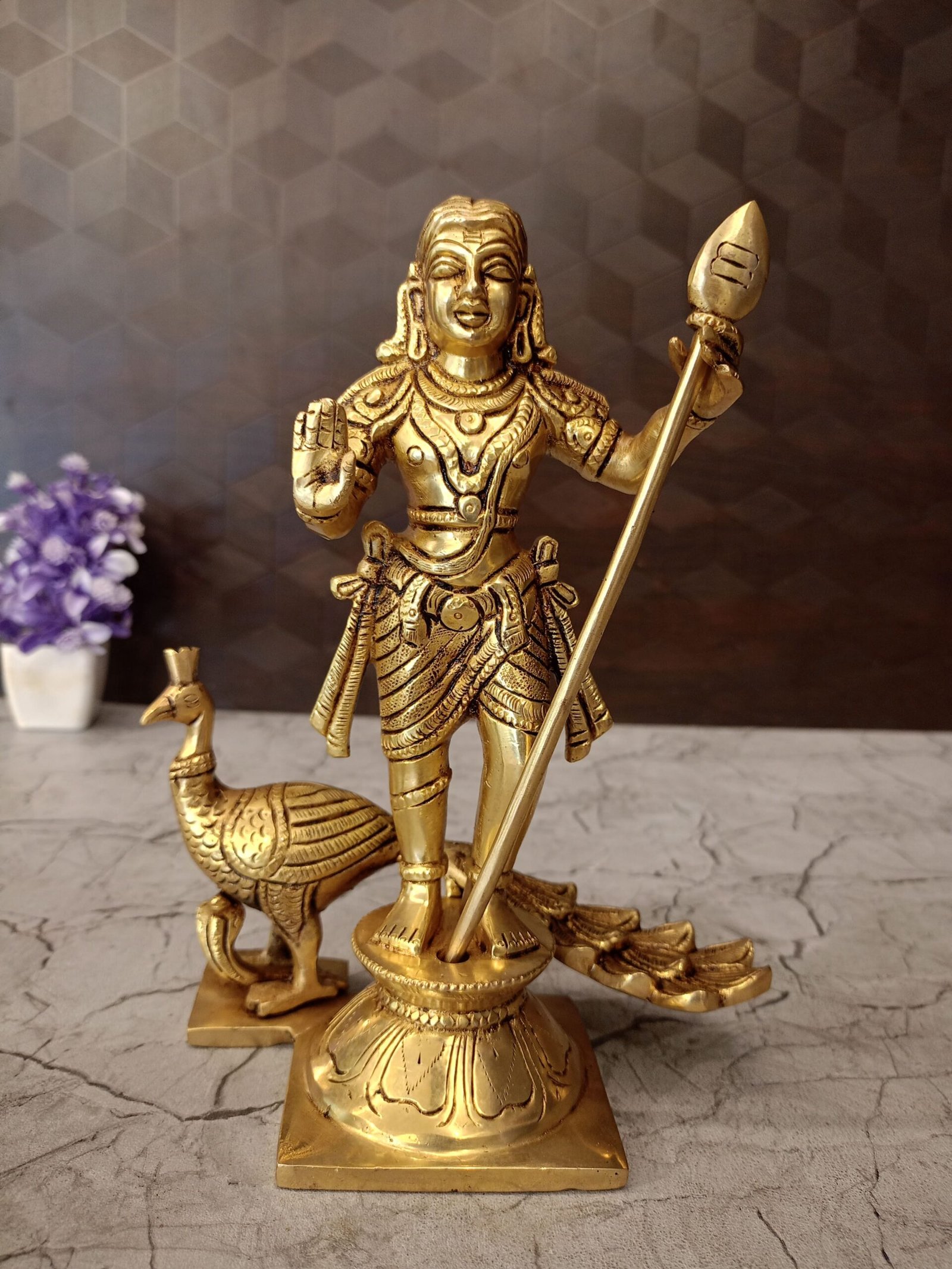 oplus_32 Brass Palani Murugan Statue- 9" - Image 1