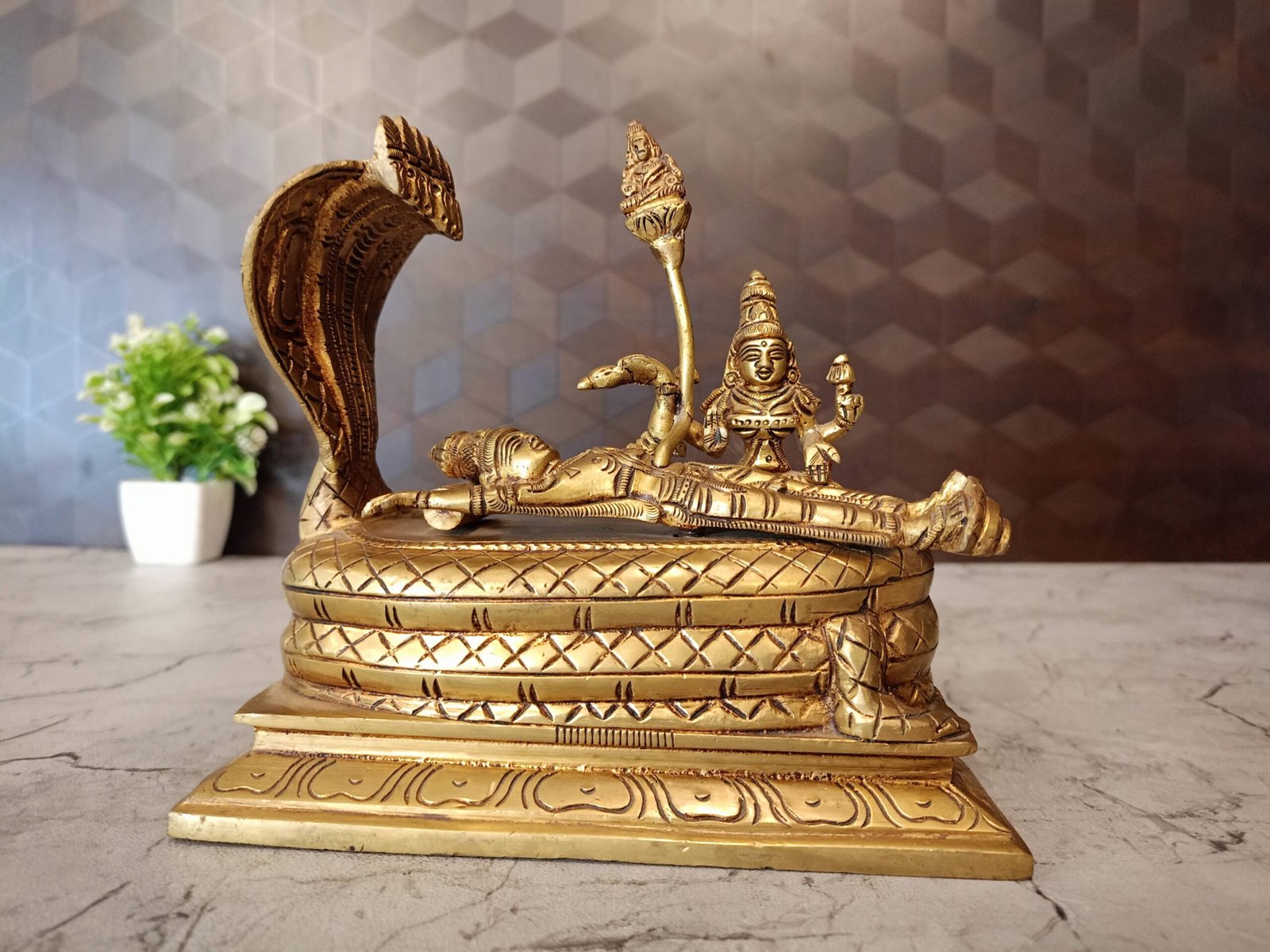 oplus_0 Brass Padmanathar Idol 6.5" - Image 1
