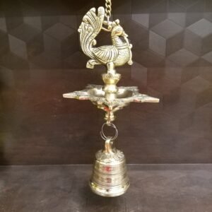 Brass Hanging Bell with Diya and Annam