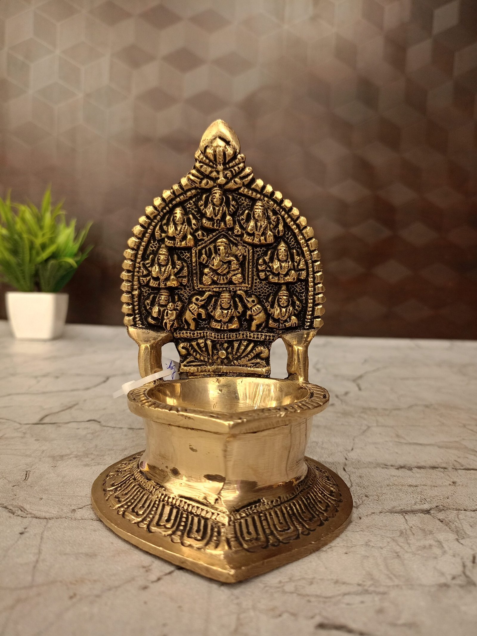 Brass Ashtalakshmi Diya Big- 7" 1 brass gajalakshmi diya