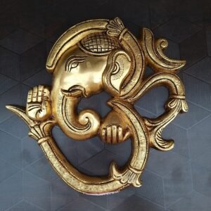 Brass Om Ganesha Plate Type Wall Hanging