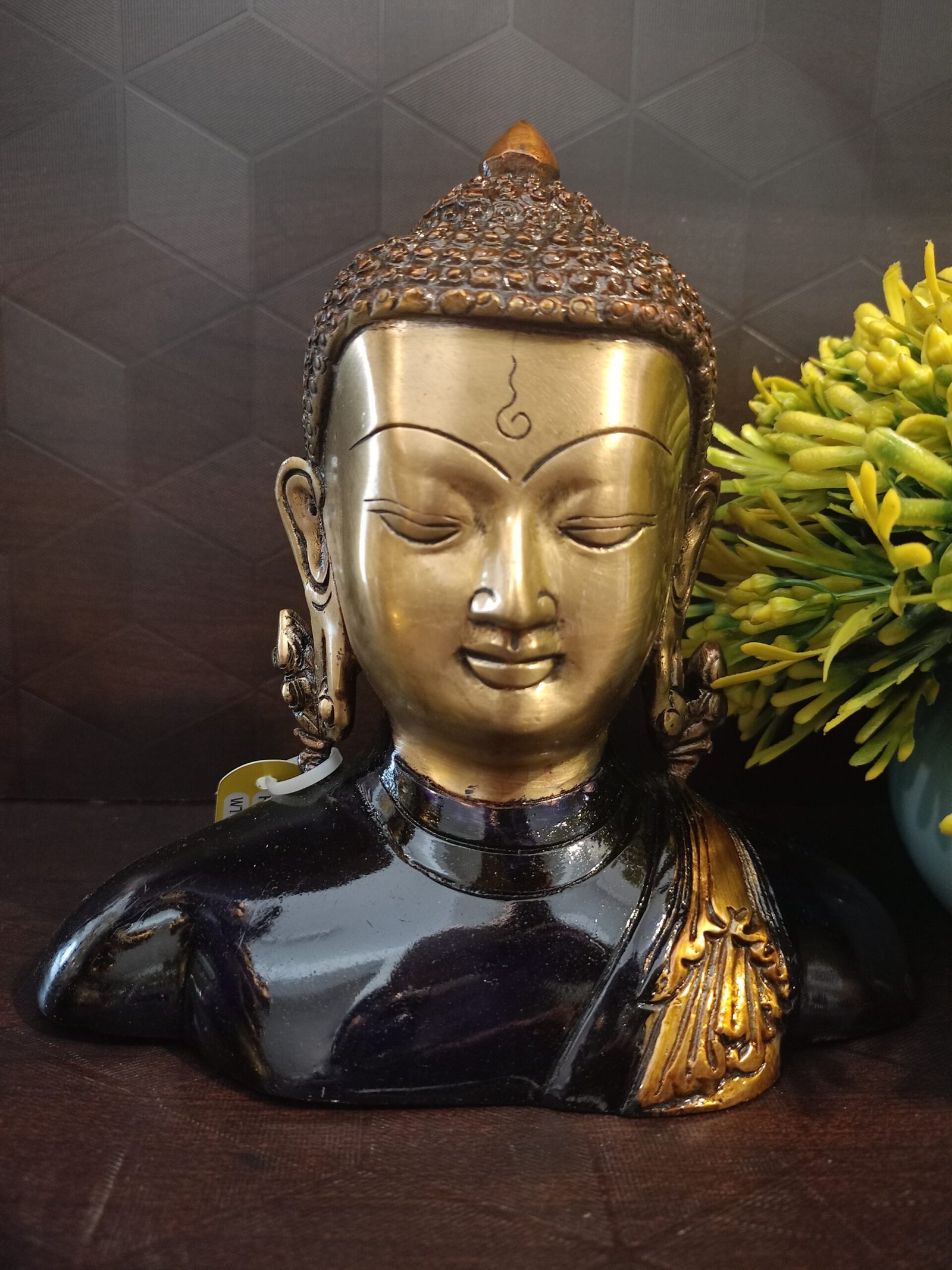 Brass Semi Coloured Buddha Idol 6.5'' 1 brass colored buddha idol