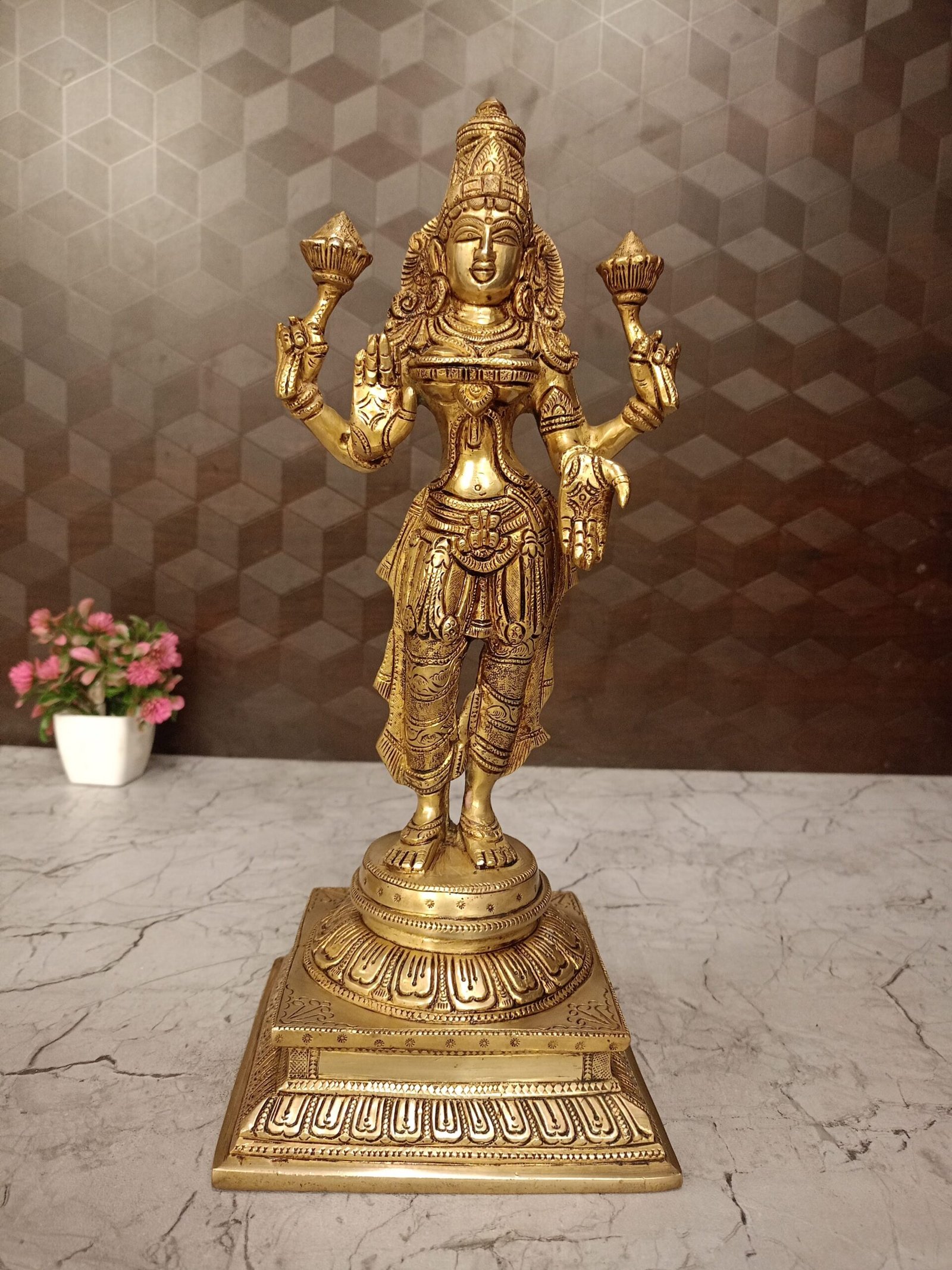 oplus_32 Brass Standing Lakshmi 13.5" - Image 1