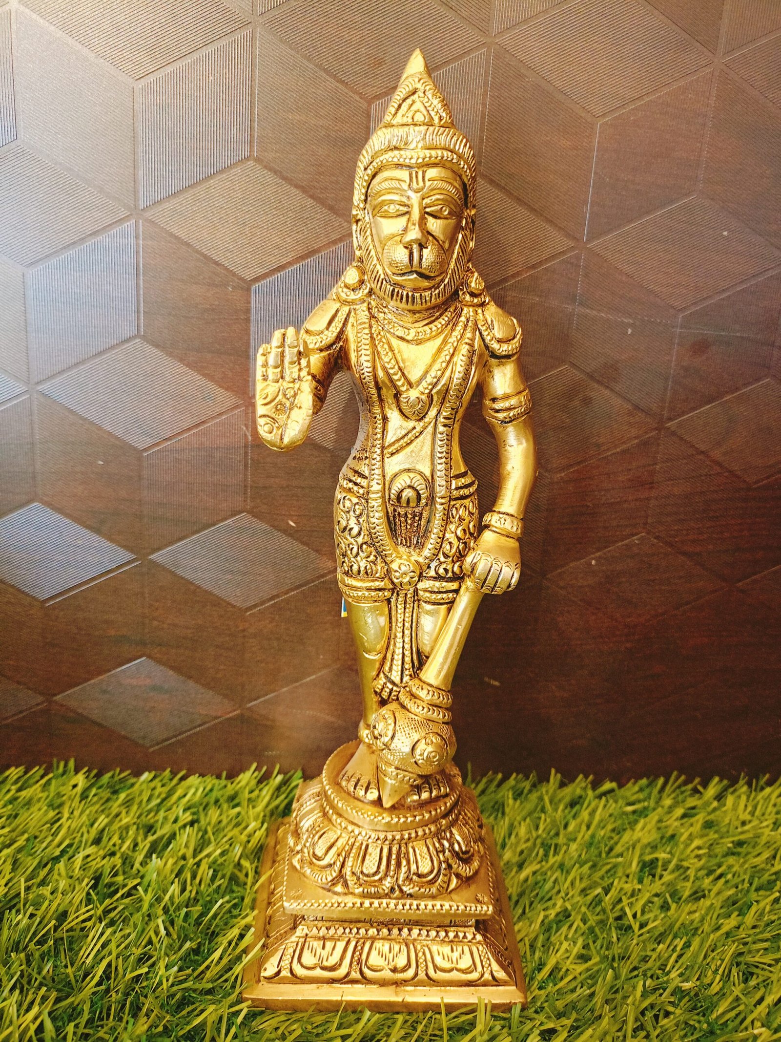 Lord Hanuman Blessing Large Brass Idol-9.5" 1 Lord Hanuman Blessing Large Brass Idol