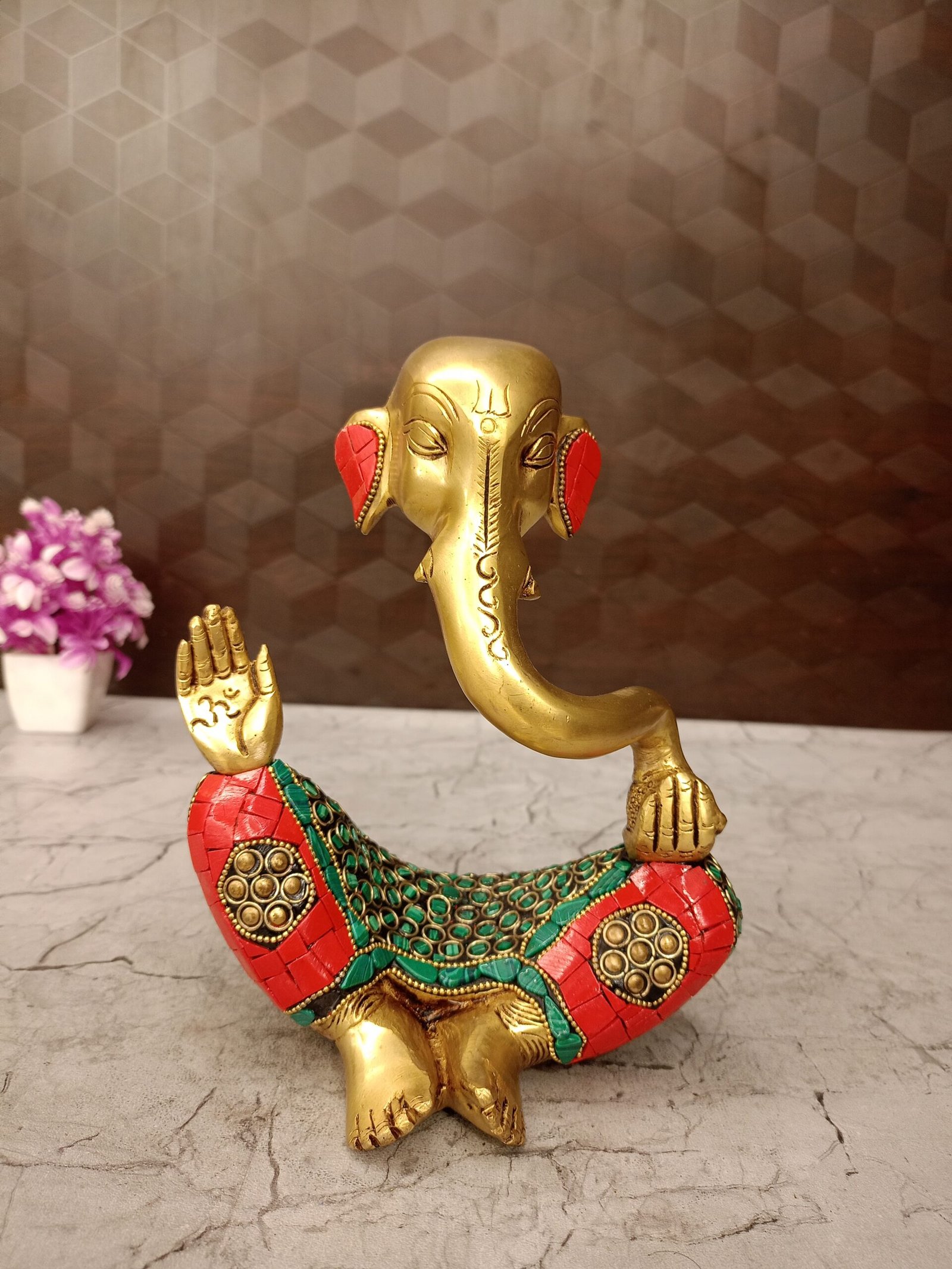 Brass Stone Morden Ganesha 8" 1 brass stone morden ganesha
