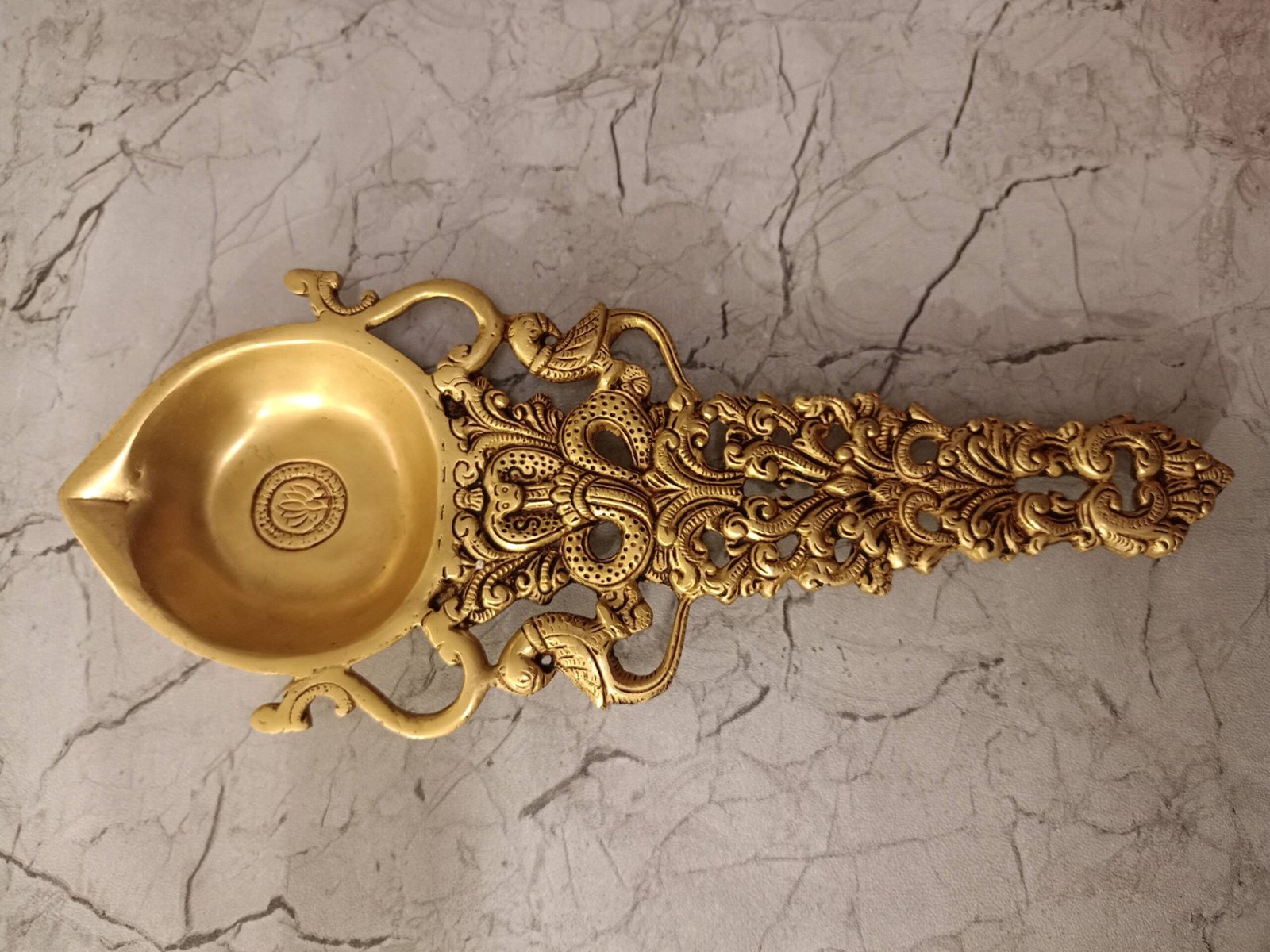 oplus_0 Buy Brass Handle Diya for Pooja 1" - Image 1