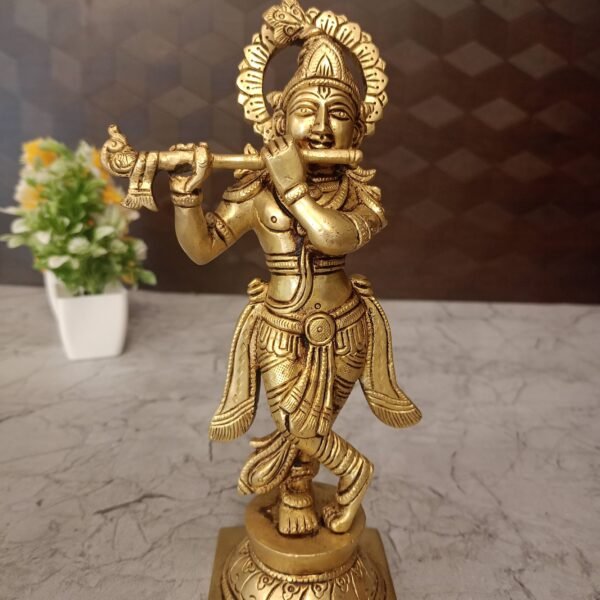 brass krishna idol pooja gift antique handcraft vgocart coimbatore india2