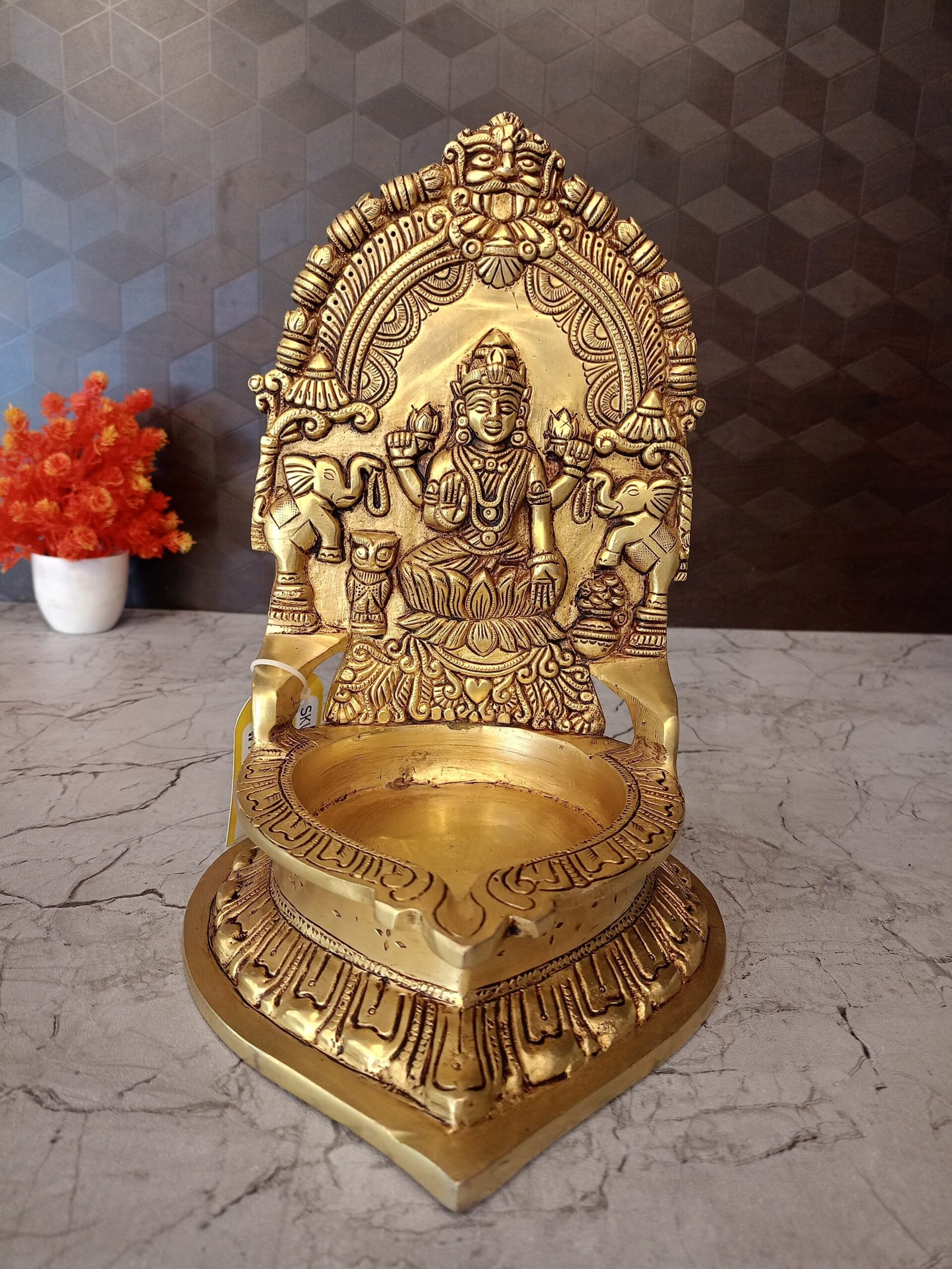 oplus_32 Buy Brass Big Lakshmi Diya 10" - Image 1
