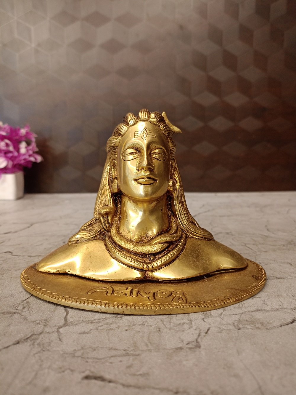oplus_32 Brass AdiYogi With Golden Antique Finish 4" - Image 1