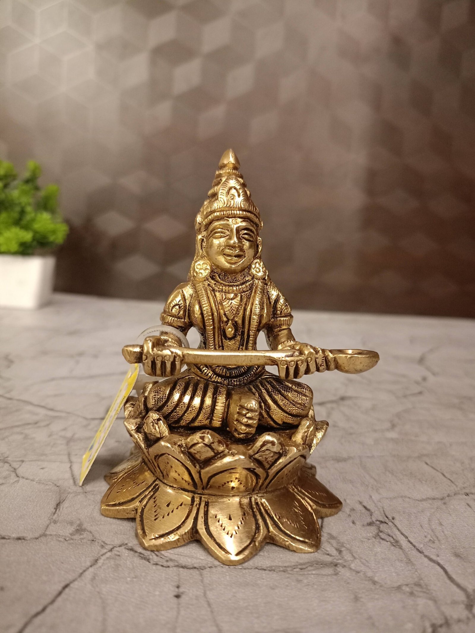 oplus_32 Brass AnnaPoorani Sitting On Lotus Base 4" - Image 1