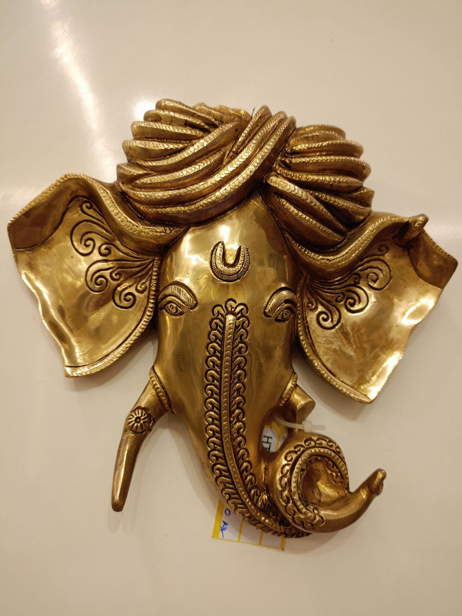 oplus_32 Brass Pagadi Ganesha Wall Mount 9" - Image 1
