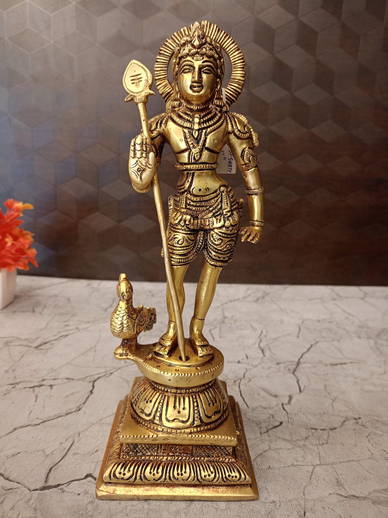 oplus_32 Brass Palani Murugan Statue 11" Pure And Antique Finish - Image 1