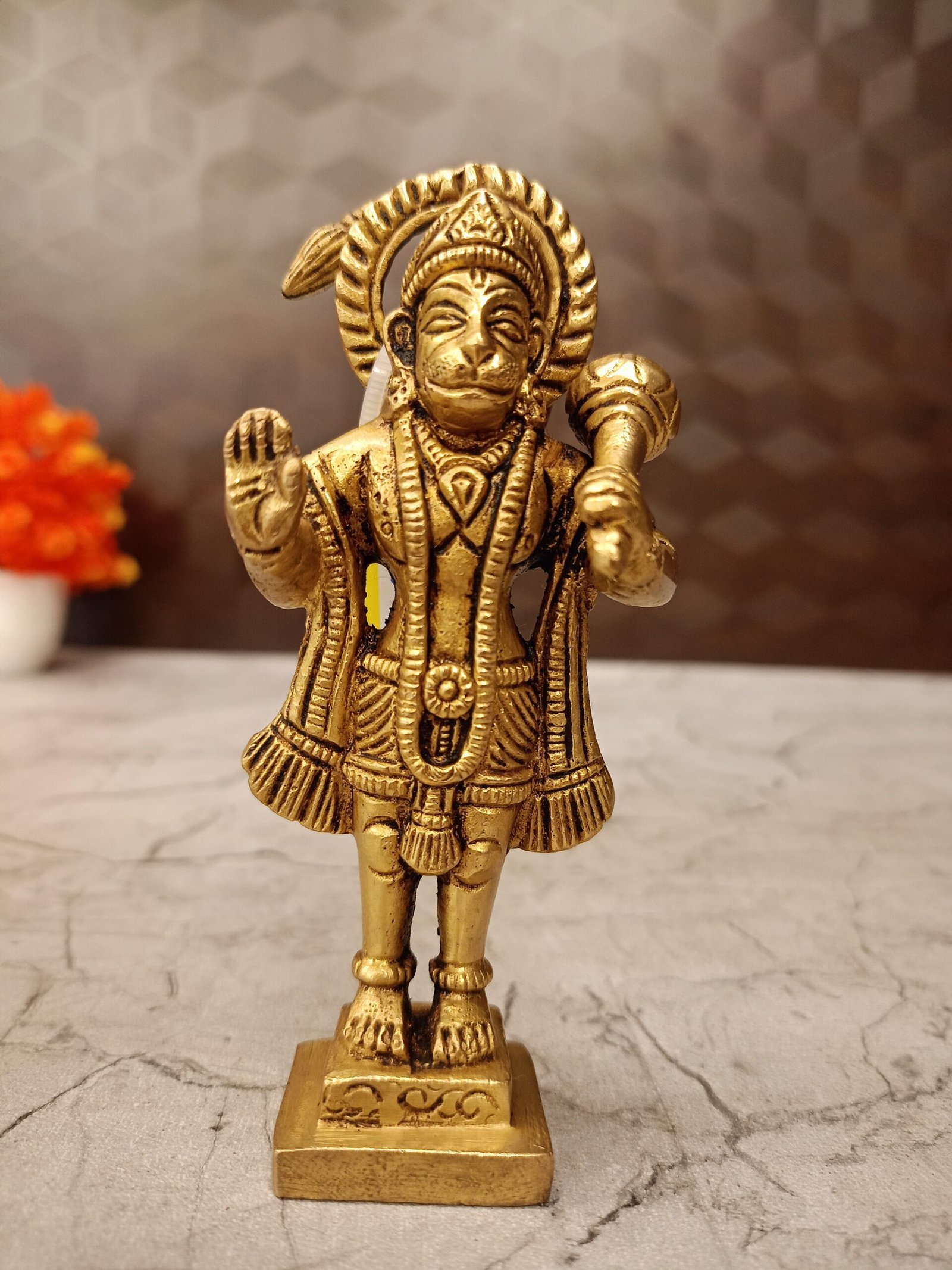 oplus_32 Brass Standing Hanuman Statue 4.5" - Image 1