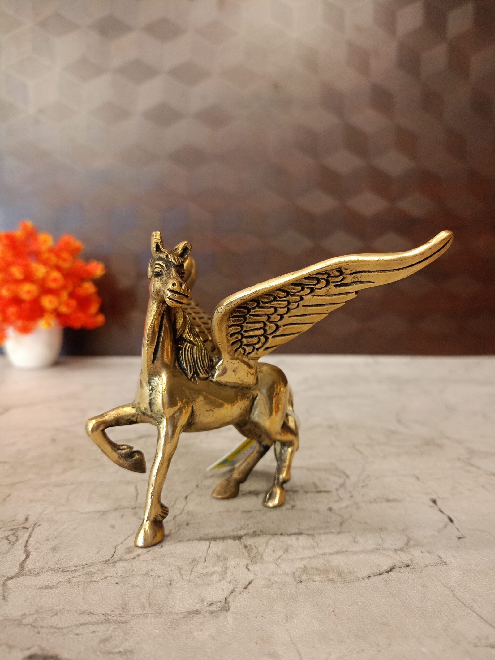 oplus_32 Brass Flying Angel Horse Showpiece 4" - Image 1