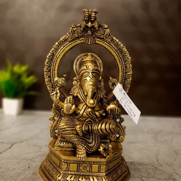 brass-ganesha-with-arch-idol-pooja-gift-antique-vgocart-coimbatore