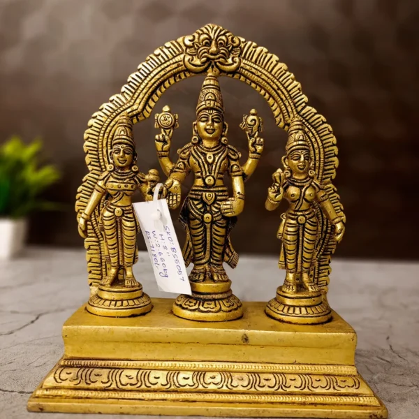 brass-perumal-with-sridevi-budevi-idol-pooja-gift-antique-vgocart-coimbatore