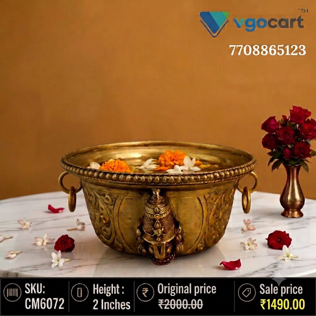 Brass Perumal Lakshmi Bowl 2 Inch, Brass Perumal Laxmi Bowl 2 Inch